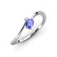 3 - Lucie Bold Oval Cut Tanzanite and Round White Sapphire 2 Stone Promise Ring 