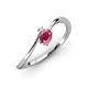 3 - Lucie Bold Oval Cut Rhodolite Garnet and Round White Sapphire 2 Stone Promise Ring 