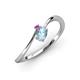 3 - Lucie Bold Oval Cut Aquamarine and Round Amethyst 2 Stone Promise Ring 