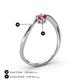 4 - Lucie Bold Oval Cut Rhodolite Garnet and Round Lab Grown Diamond 2 Stone Promise Ring 