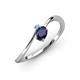 3 - Lucie Bold Oval Cut Blue Sapphire and Round Blue Topaz 2 Stone Promise Ring 