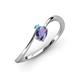 3 - Lucie Bold Oval Cut Iolite and Round Blue Topaz 2 Stone Promise Ring 