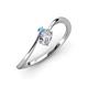 3 - Lucie Bold Oval Cut Diamond and Round Blue Topaz 2 Stone Promise Ring 