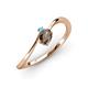 3 - Lucie Bold Oval Cut Smoky Quartz and Round Blue Topaz 2 Stone Promise Ring 