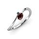 3 - Lucie Bold Oval Cut Red Garnet and Round London Blue Topaz 2 Stone Promise Ring 