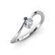 3 - Lucie Bold Oval Cut Lab Grown Diamond and Round London Blue Topaz 2 Stone Promise Ring 