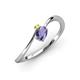 3 - Lucie Bold Oval Cut Iolite and Round Yellow Sapphire 2 Stone Promise Ring 