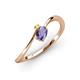 3 - Lucie Bold Oval Cut Iolite and Round Yellow Sapphire 2 Stone Promise Ring 
