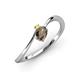 3 - Lucie Bold Oval Cut Smoky Quartz and Round Yellow Sapphire 2 Stone Promise Ring 