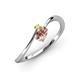 3 - Lucie Bold Oval Cut Morganite and Round Yellow Sapphire 2 Stone Promise Ring 