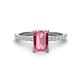 1 - Charlotte Desire 7x5 mm Emerald Cut Pink Tourmaline and Round Diamond Hidden Halo Engagement Ring 