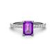 1 - Charlotte Desire 7x5 mm Emerald Cut Amethyst and Round Diamond Hidden Halo Engagement Ring 