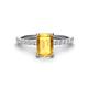 1 - Charlotte Desire 7x5 mm Emerald Cut Citrine and Round Diamond Hidden Halo Engagement Ring 