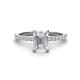 1 - Charlotte Desire 7x5 mm Emerald Cut White Sapphire and Round Diamond Hidden Halo Engagement Ring 