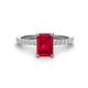 1 - Charlotte Desire 7x5 mm Emerald Cut Ruby and Round Diamond Hidden Halo Engagement Ring 
