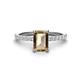 1 - Charlotte Desire 7x5 mm Emerald Cut Smoky Quartz and Round Diamond Hidden Halo Engagement Ring 