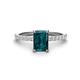 1 - Charlotte Desire 7x5 mm Emerald Cut London Blue Topaz and Round Diamond Hidden Halo Engagement Ring 
