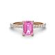 1 - Charlotte Desire 7x5 mm Emerald Cut Pink Sapphire and Round Diamond Hidden Halo Engagement Ring 