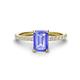 1 - Charlotte Desire 7x5 mm Emerald Cut Tanzanite and Round Diamond Hidden Halo Engagement Ring 
