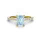 1 - Charlotte Desire 7x5 mm Emerald Cut Aquamarine and Round Diamond Hidden Halo Engagement Ring 