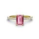 1 - Charlotte Desire 7x5 mm Emerald Cut Pink Tourmaline and Round Diamond Hidden Halo Engagement Ring 