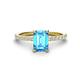 1 - Charlotte Desire 7x5 mm Emerald Cut Blue Topaz and Round Diamond Hidden Halo Engagement Ring 