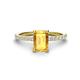 1 - Charlotte Desire 7x5 mm Emerald Cut Citrine and Round Diamond Hidden Halo Engagement Ring 
