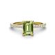 1 - Charlotte Desire 7x5 mm Emerald Cut Peridot and Round Diamond Hidden Halo Engagement Ring 