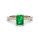1 - Charlotte Desire 7x5 mm Emerald Cut Emerald and Round Diamond Hidden Halo Engagement Ring 