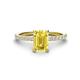 1 - Charlotte Desire 7x5 mm Emerald Cut Yellow Sapphire and Round Diamond Hidden Halo Engagement Ring 