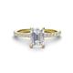 1 - Charlotte Desire 7x5 mm Emerald Cut White Sapphire and Round Diamond Hidden Halo Engagement Ring 