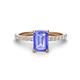 1 - Charlotte Desire 7x5 mm Emerald Cut Tanzanite and Round Diamond Hidden Halo Engagement Ring 