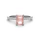 1 - Charlotte Desire 7x5 mm Emerald Cut Morganite and Round Diamond Hidden Halo Engagement Ring 