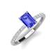 4 - Charlotte Desire 8x6 mm Emerald Cut Tanzanite and Round Diamond Hidden Halo Engagement Ring 