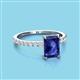 3 - Charlotte Desire 8x6 mm Emerald Cut Iolite and Round Diamond Hidden Halo Engagement Ring 