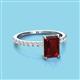 3 - Charlotte Desire 8x6 mm Emerald Cut Red Garnet and Round Diamond Hidden Halo Engagement Ring 