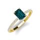 4 - Charlotte Desire 8x6 mm Emerald Cut London Blue Topaz and Round Diamond Hidden Halo Engagement Ring 