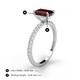 5 - Charlotte Desire 8x6 mm Emerald Cut Red Garnet and Round Diamond Hidden Halo Engagement Ring 