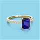 3 - Charlotte Desire 8x6 mm Emerald Cut Blue Sapphire and Round Diamond Hidden Halo Engagement Ring 
