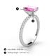 5 - Charlotte Desire 8x6 mm Emerald Cut Pink Sapphire and Round Diamond Hidden Halo Engagement Ring 