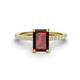 1 - Charlotte Desire 8x6 mm Emerald Cut Red Garnet and Round Diamond Hidden Halo Engagement Ring 