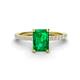 1 - Charlotte Desire 8x6 mm Emerald Cut Emerald and Round Diamond Hidden Halo Engagement Ring 