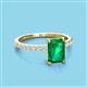 3 - Charlotte Desire 8x6 mm Emerald Cut Emerald and Round Diamond Hidden Halo Engagement Ring 