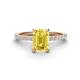 1 - Charlotte Desire 8x6 mm Emerald Cut Yellow Sapphire and Round Diamond Hidden Halo Engagement Ring 