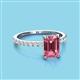 3 - Charlotte Desire 8x6 mm Emerald Cut Pink Tourmaline and Round Diamond Hidden Halo Engagement Ring 