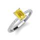 4 - Charlotte Desire 8x6 mm Emerald Cut Yellow Sapphire and Round Diamond Hidden Halo Engagement Ring 