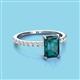 3 - Charlotte Desire 8x6 mm Emerald Cut London Blue Topaz and Round Diamond Hidden Halo Engagement Ring 