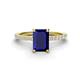 1 - Charlotte Desire 8x6 mm Emerald Cut Blue Sapphire and Round Diamond Hidden Halo Engagement Ring 