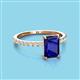 3 - Charlotte Desire 8x6 mm Emerald Cut Blue Sapphire and Round Diamond Hidden Halo Engagement Ring 