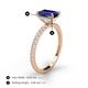 5 - Charlotte Desire 8x6 mm Emerald Cut Blue Sapphire and Round Diamond Hidden Halo Engagement Ring 